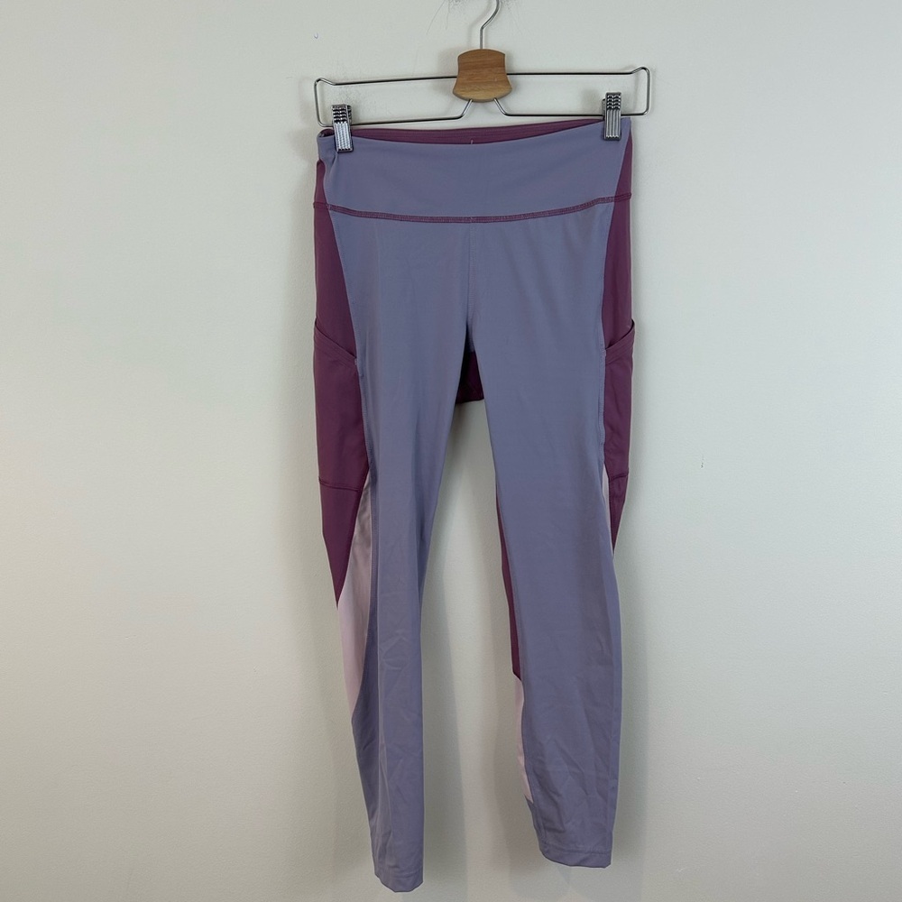 Outdoor Voices Leggings Superform 7/8 Crop M Small Color Block Purple Pink Rose